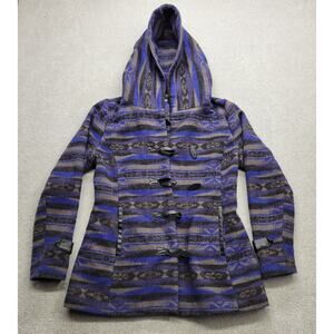 Truel Denim Women’s Aztec Print Coat Jacket Medium Blue Black Western Style